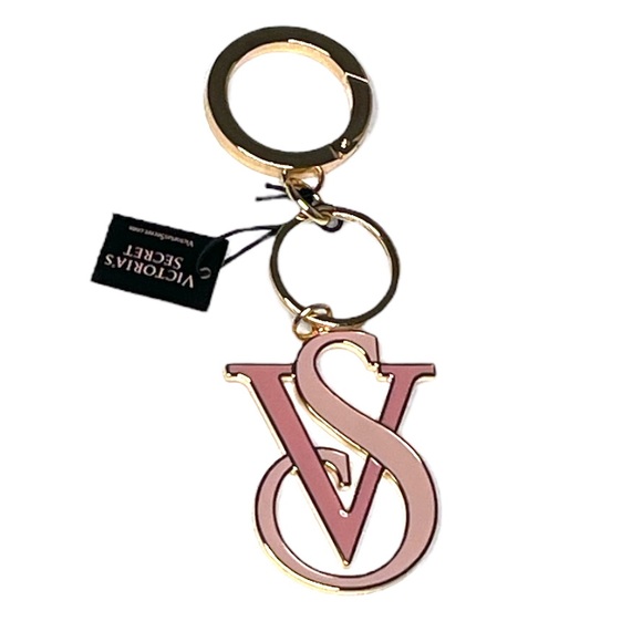 Victoria’s Secret Logo Key Fob Keychain Pink Gold - Picture 2 of 5